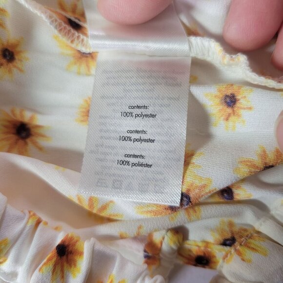WeWoreWhat Yellow Sunflower Print Long-Sleeve Crisscross Open-Back Blouse Size L - Picture 7 of 10